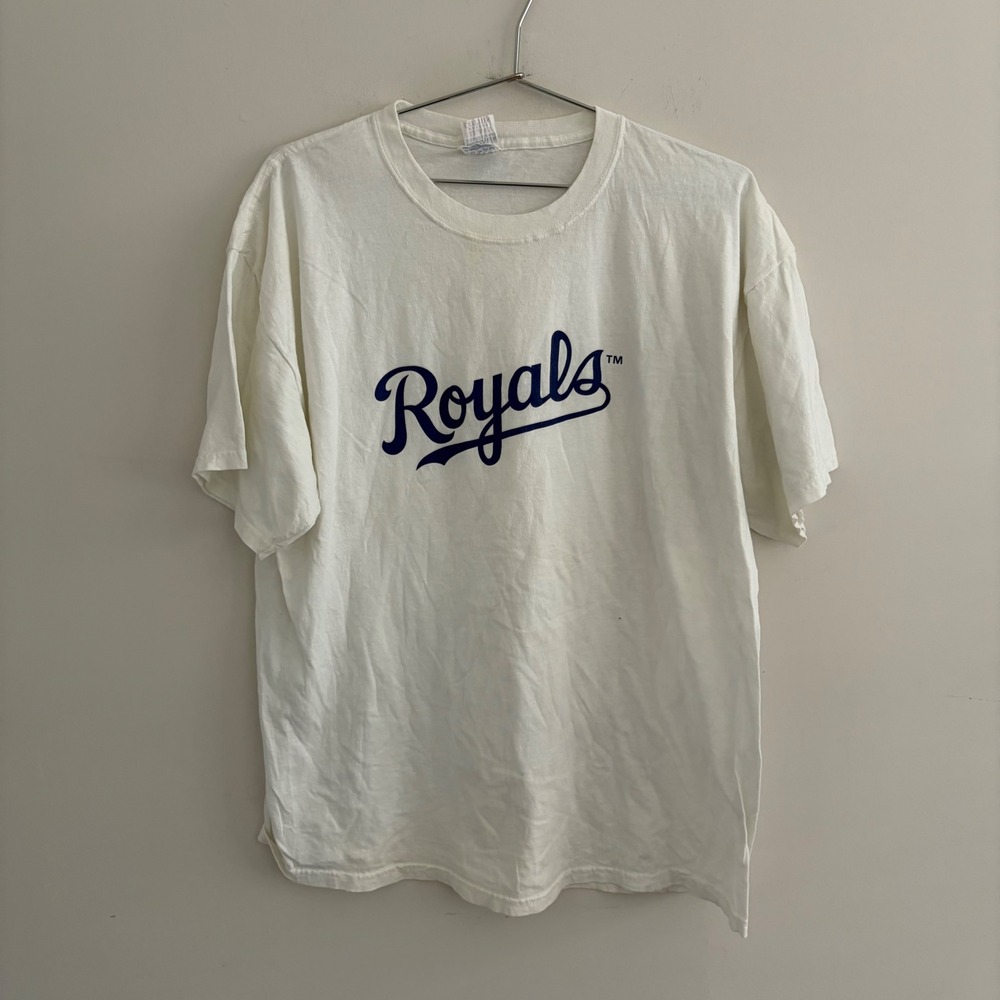 Vintage Gildan Kansas City Royals T Shirt White XL MLB Baseball